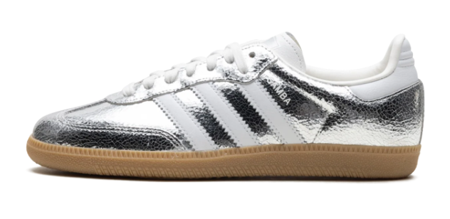 Adidas Samba OG Women's Sneaker – Silver Metallic Cracked Leather