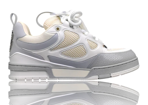 LV Skate Sneaker 'Grey' – Colorblock Nubuck & Mesh with Monogram Detail
