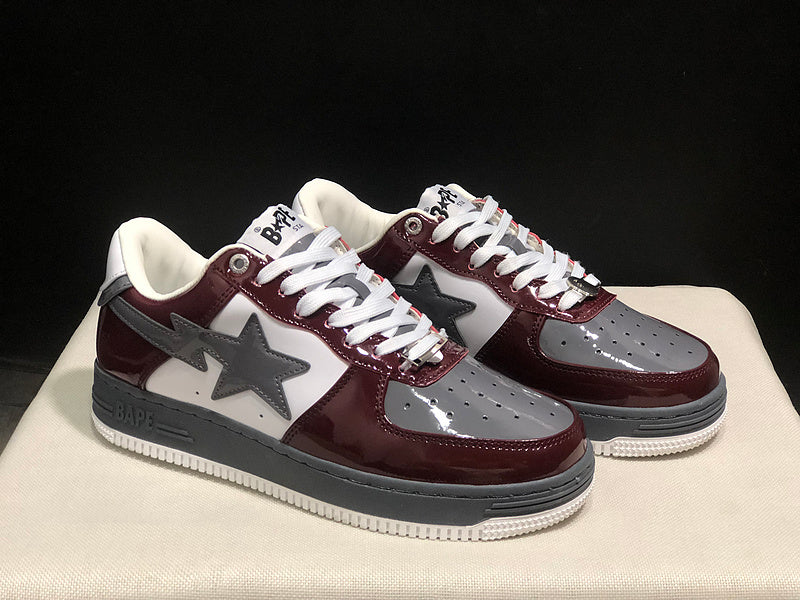 BAPE STA Low 'Burgundy/White/Grey'