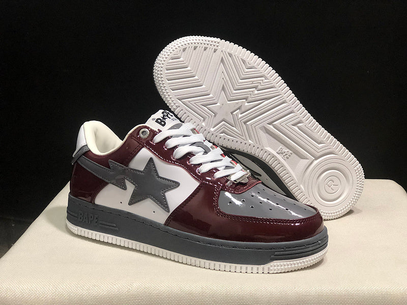 BAPE STA Low 'Burgundy/White/Grey'