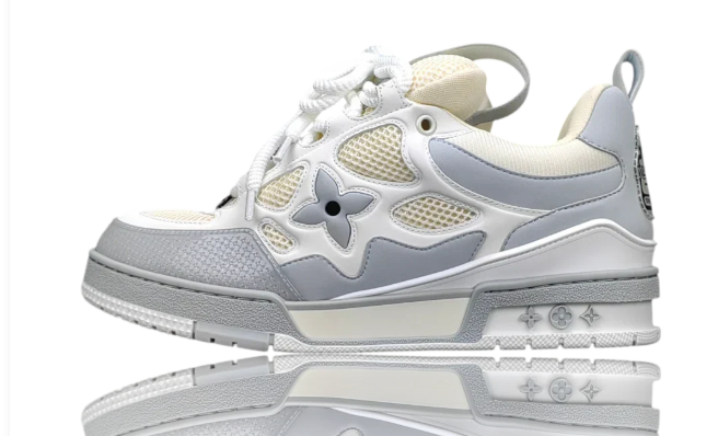 LV Skate Sneaker 'Grey' – Colorblock Nubuck & Mesh with Monogram Detail